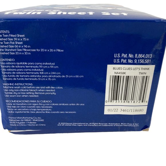 Blues Clues 3 Piece Twin Sheet Set Fitted ,Flat, & Pillow Case Nickelodeon NEW - Picture 3 of 3